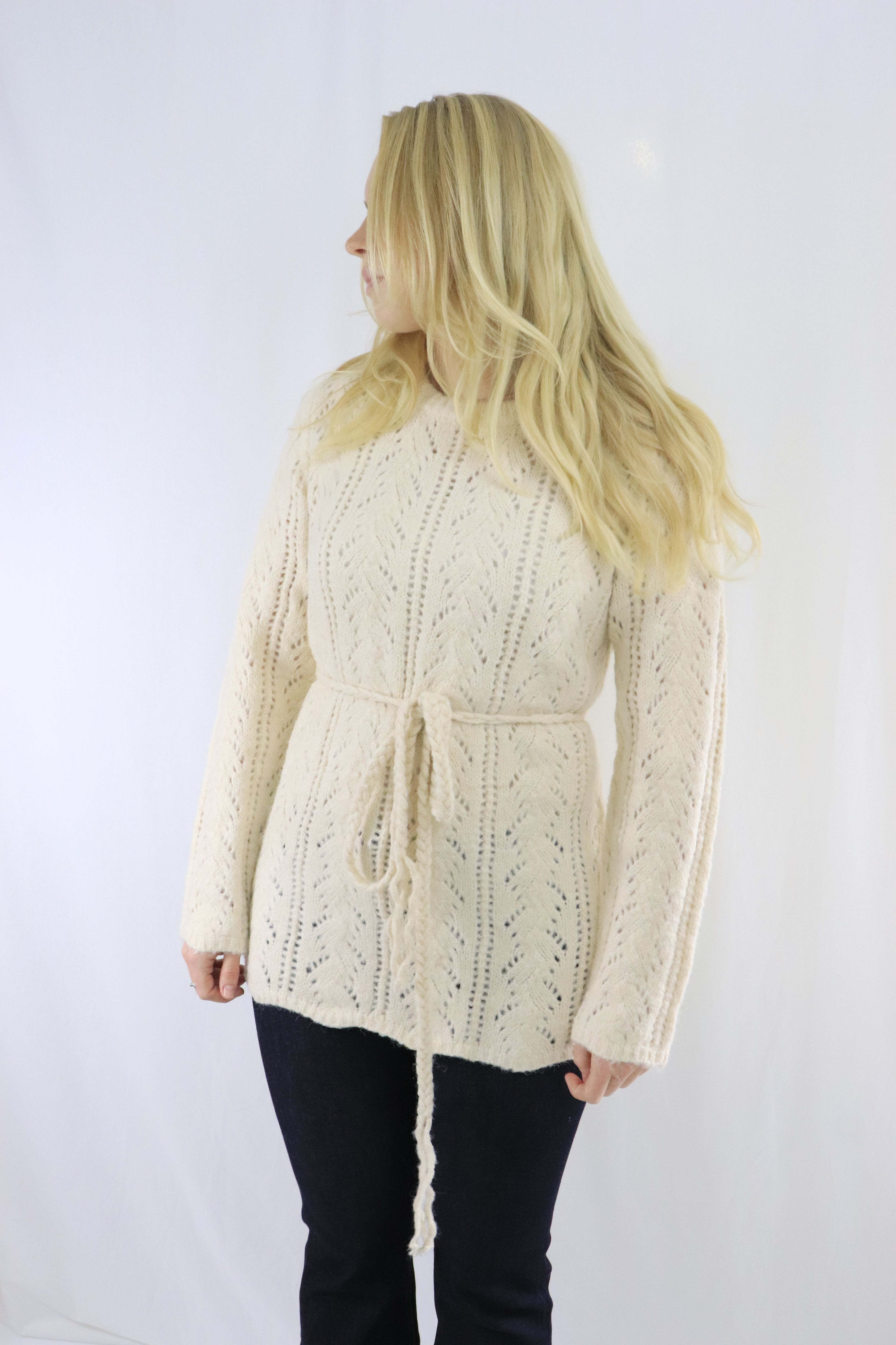 Tie waist pullover - Beige