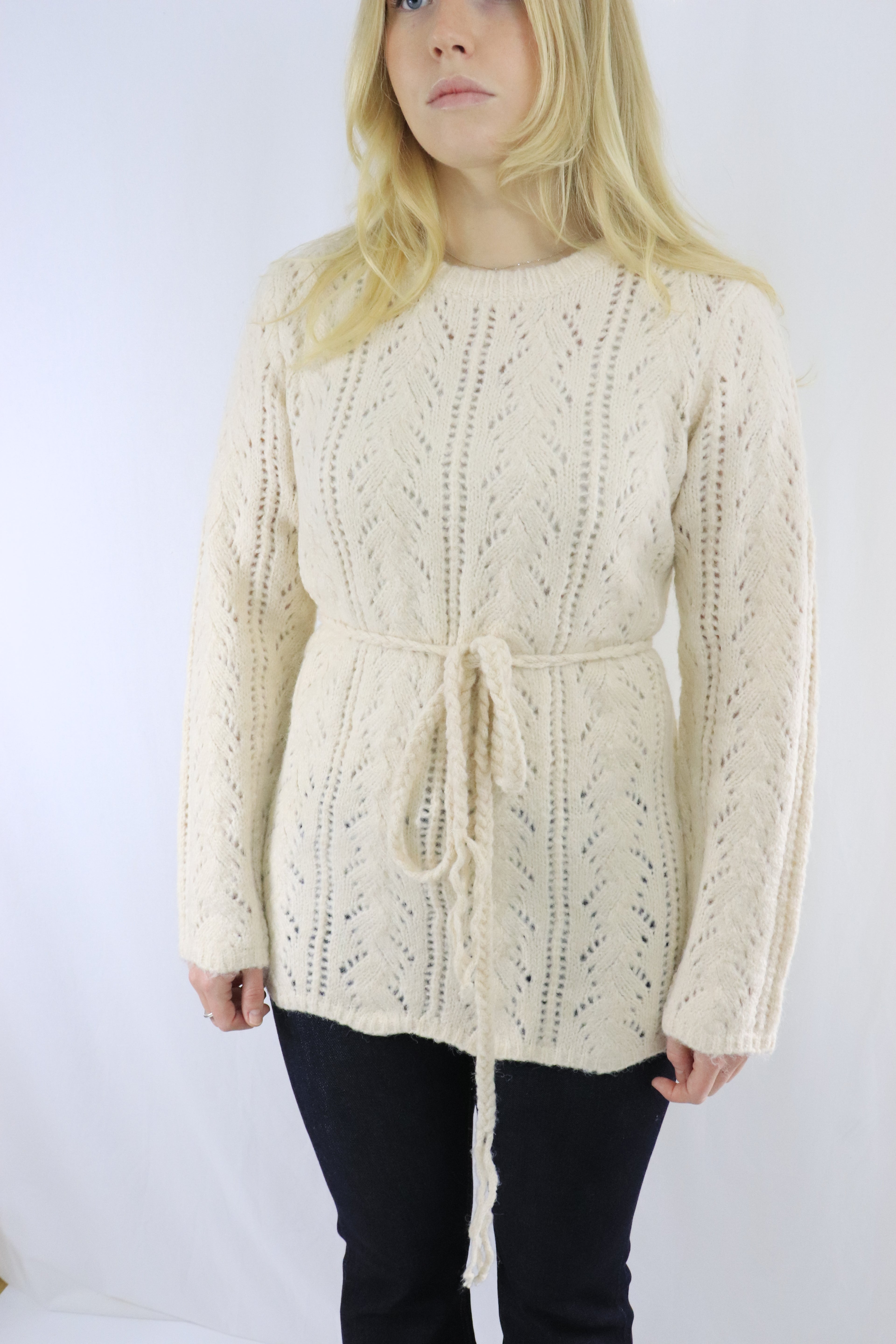 Tie waist pullover - Beige