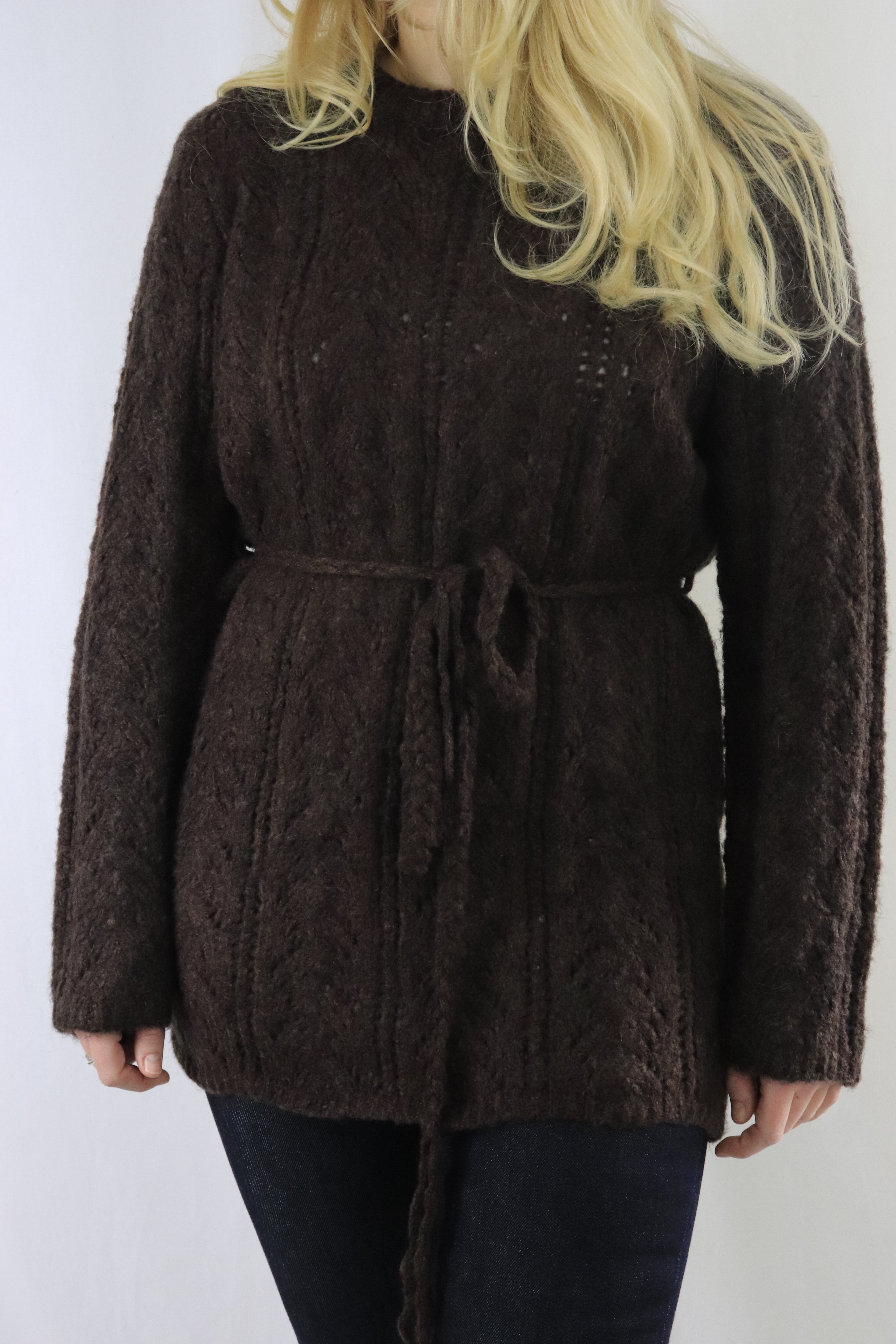 Tie waist pullover - Brun