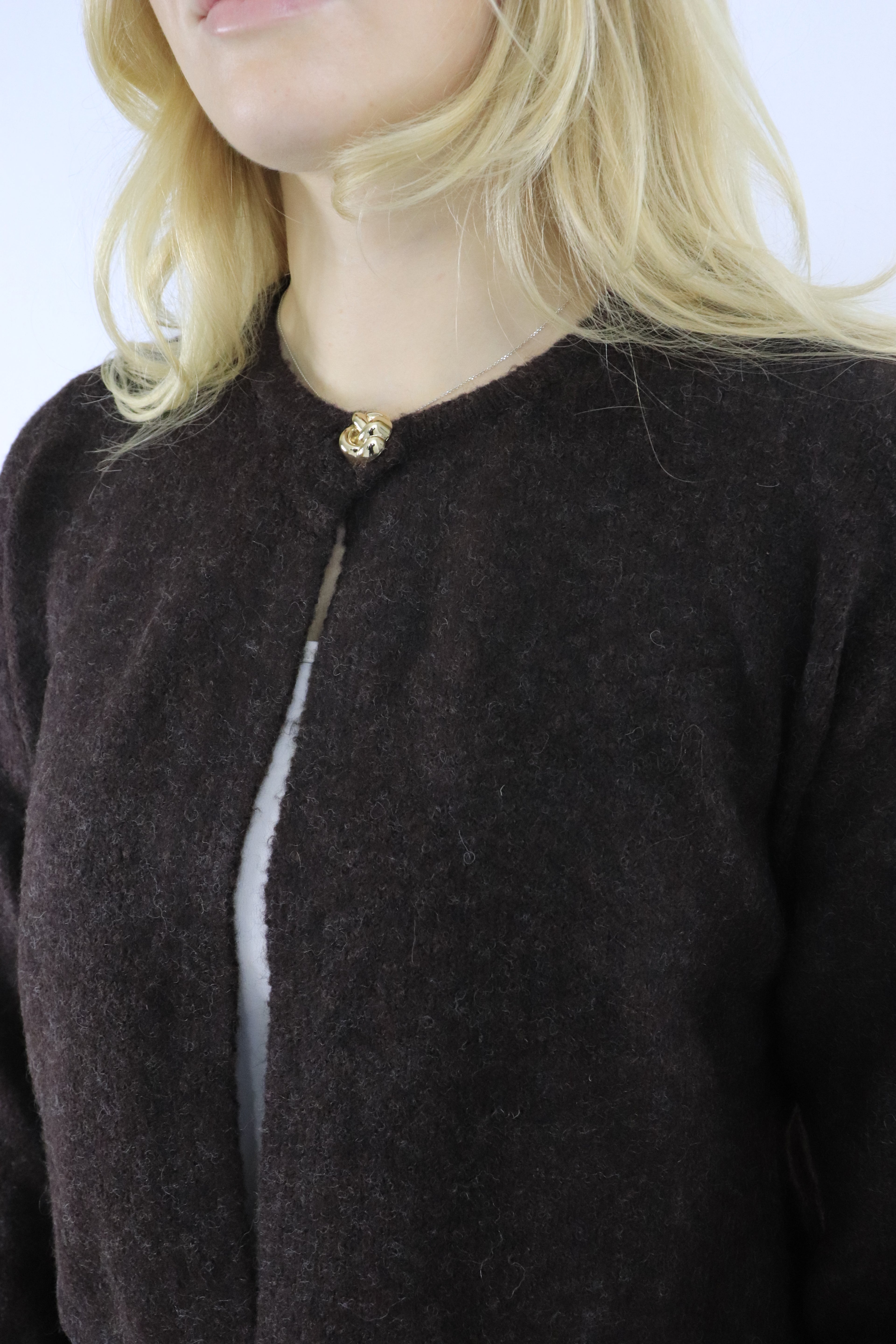 Gold button cardigan - Brun