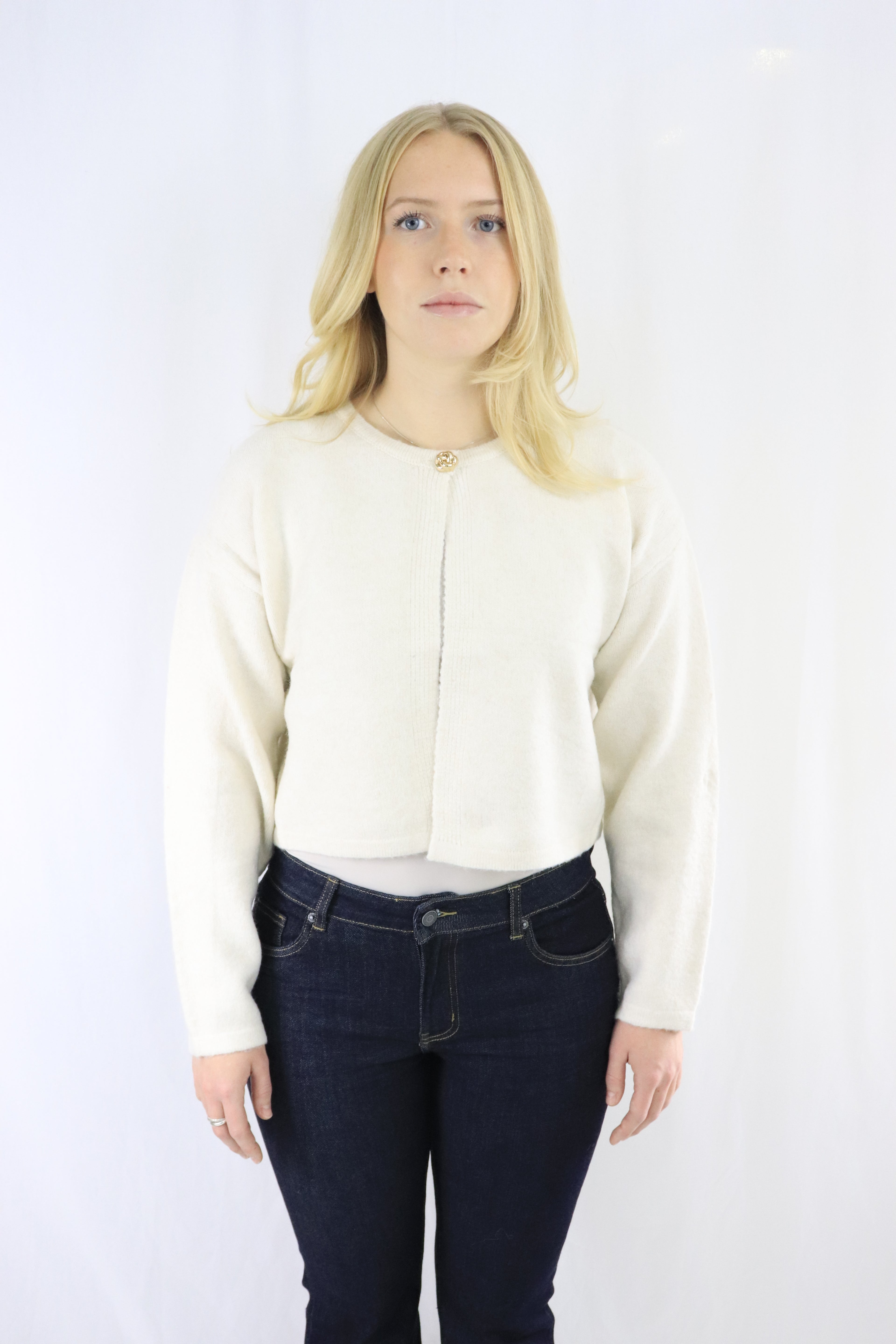 Gold button cardigan - Cream