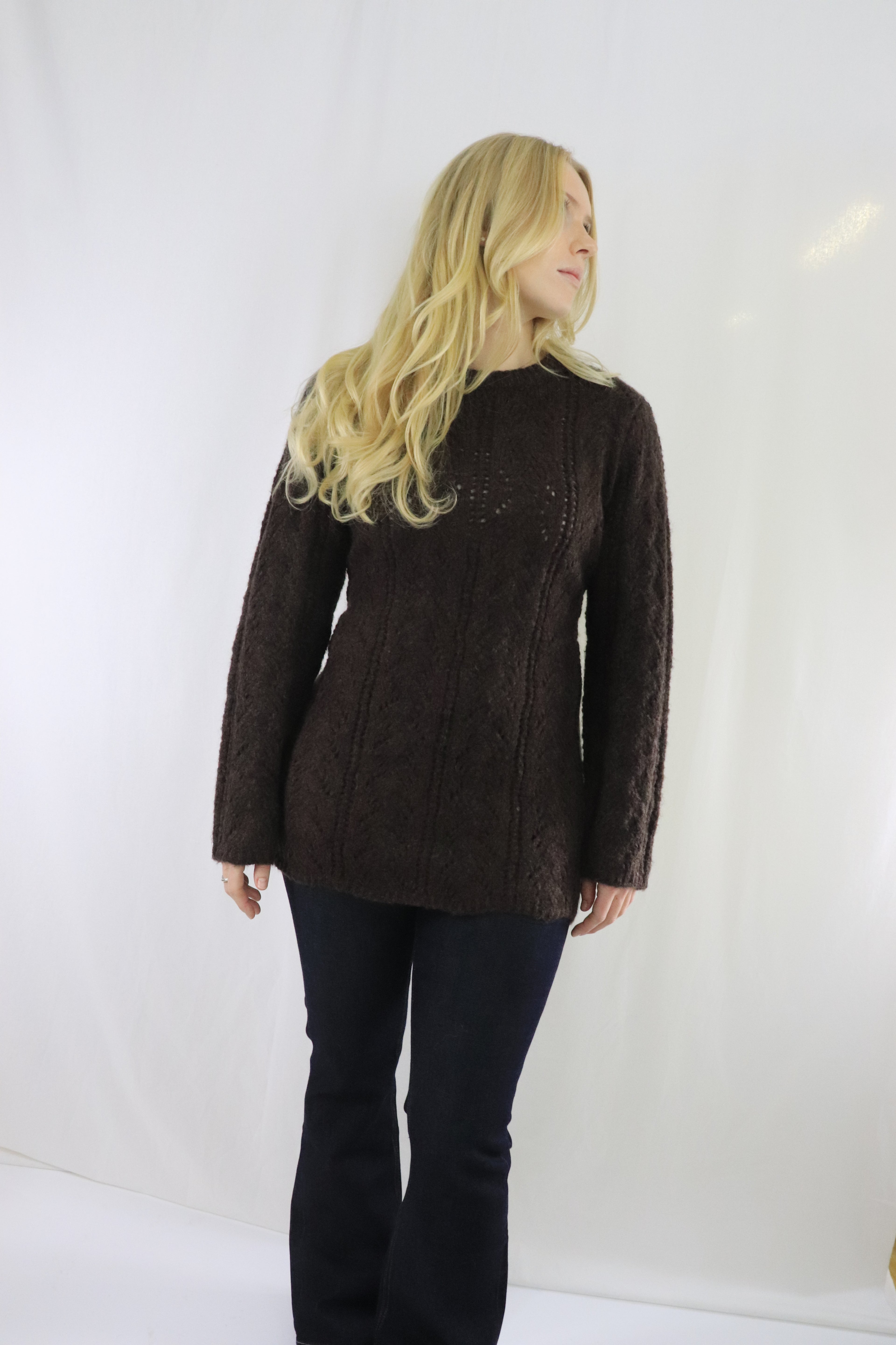Tie waist pullover - Brun