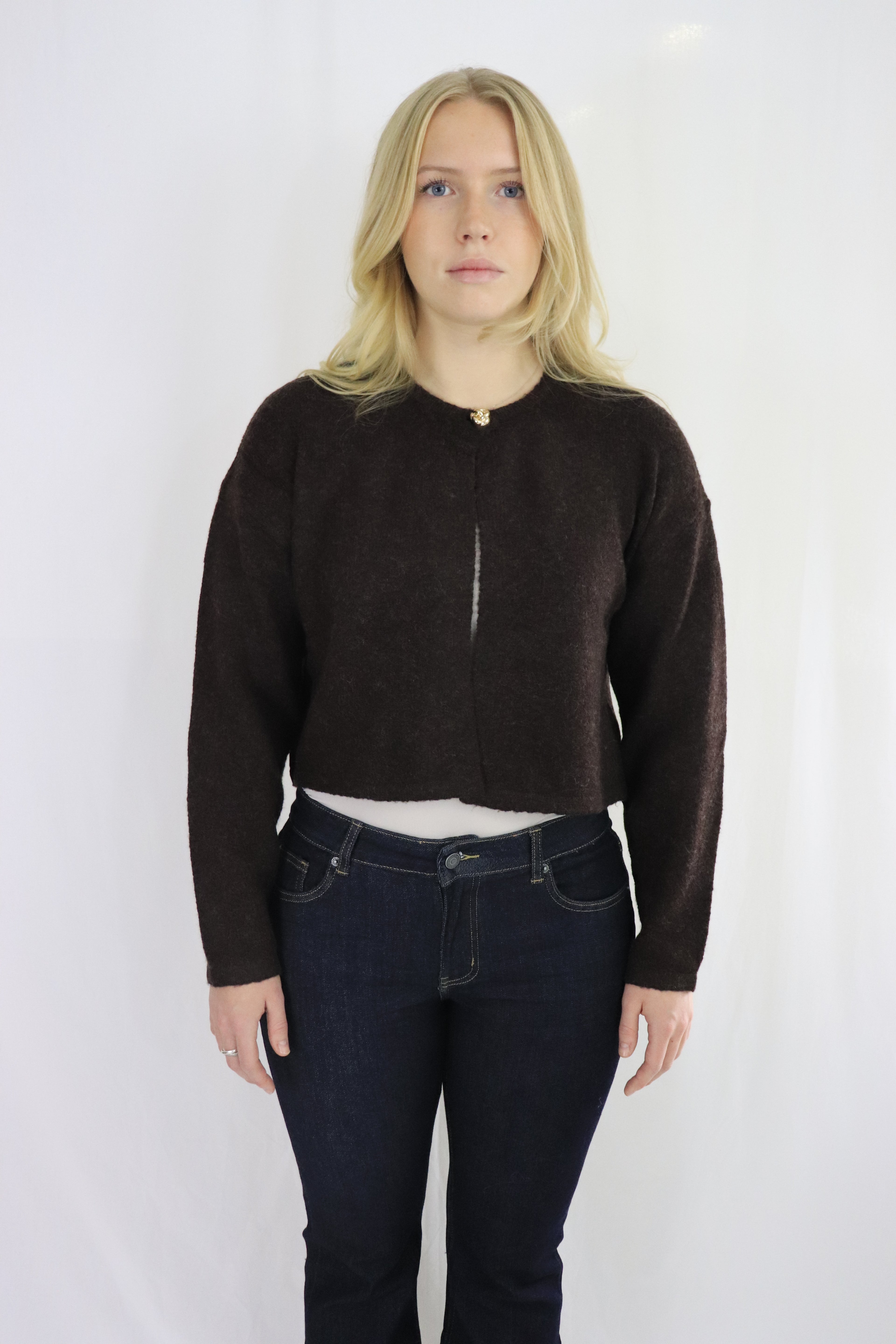Gold button cardigan - Brun