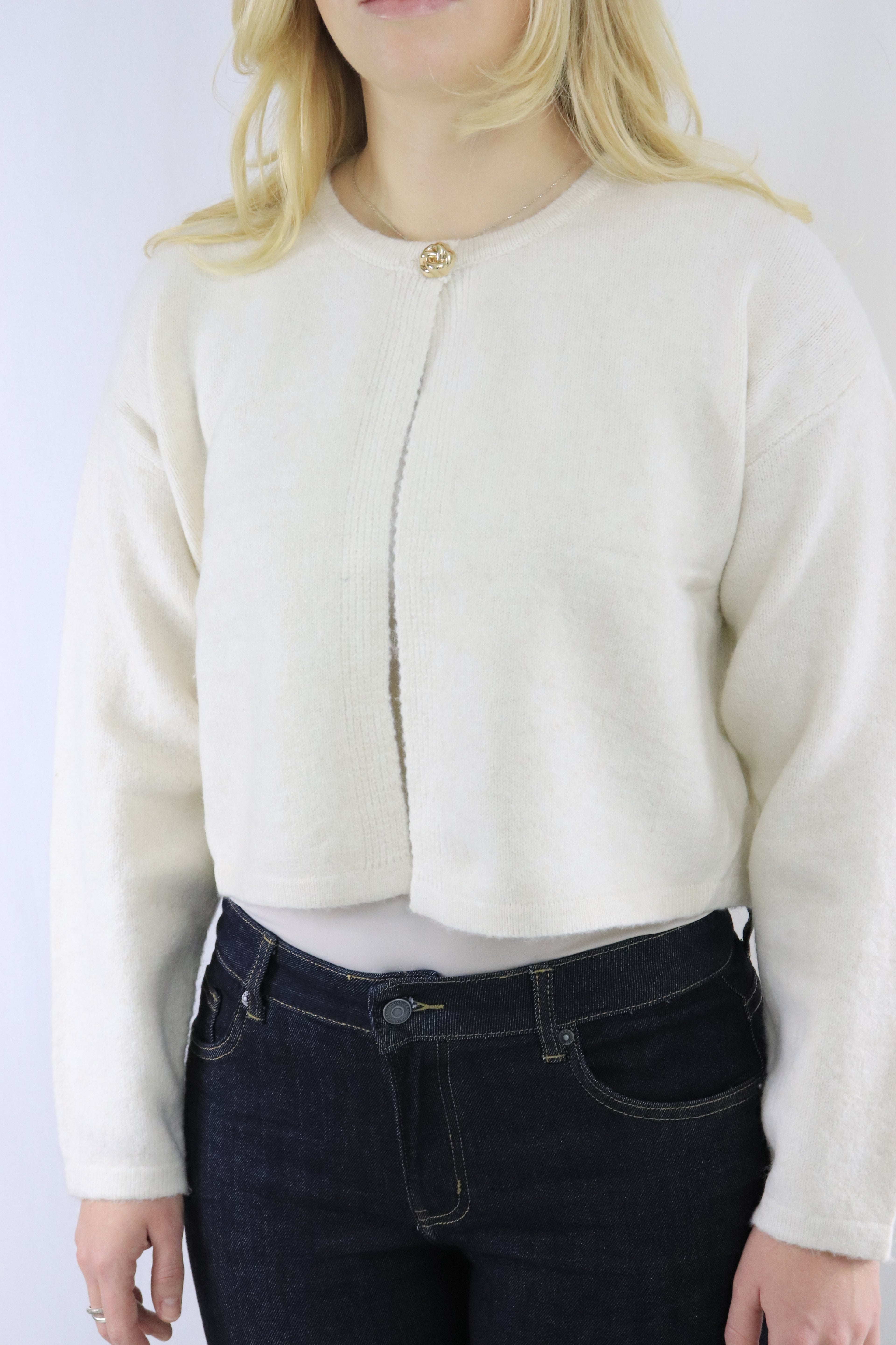 Gold button cardigan - Cream