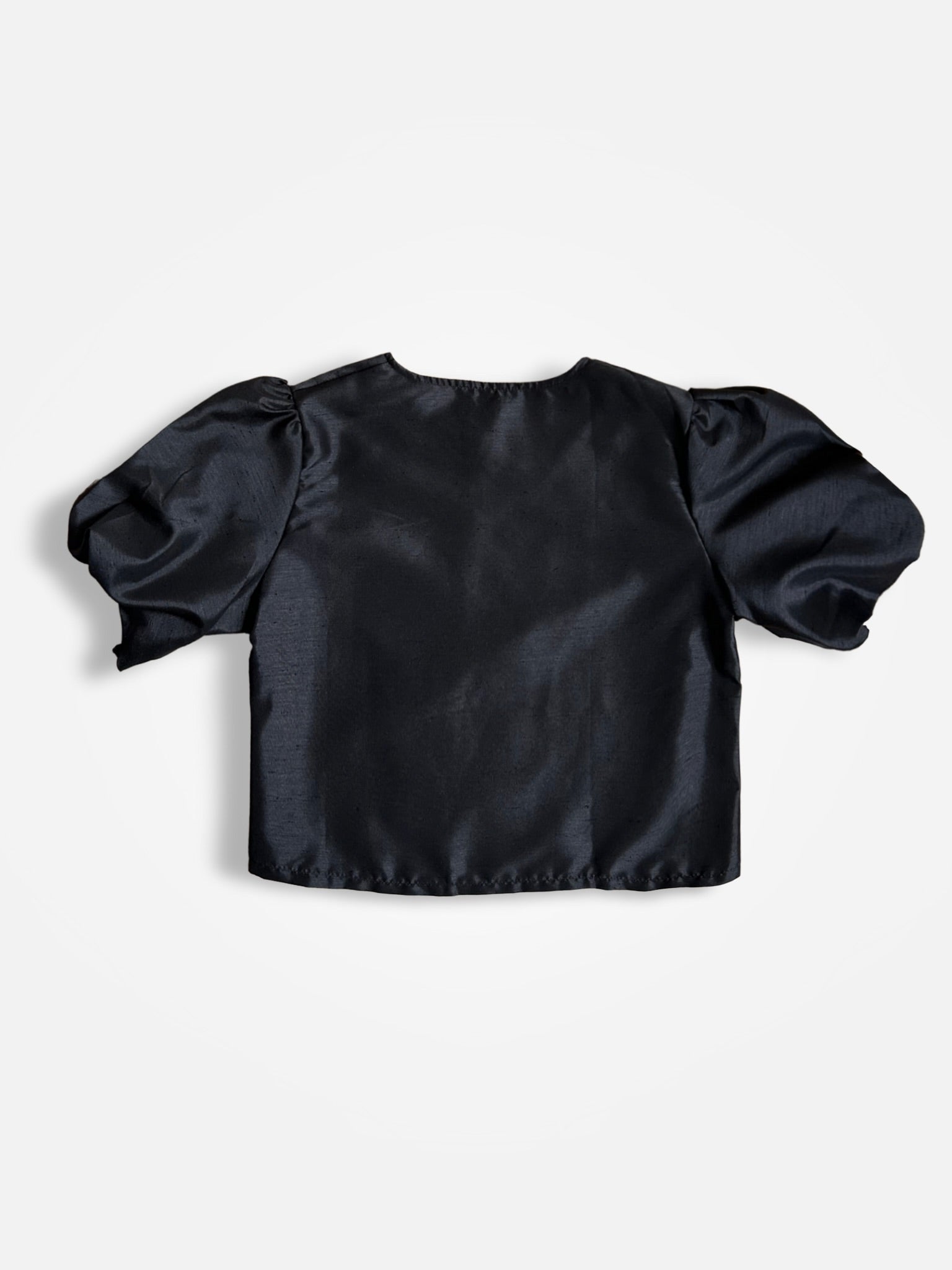 Balloon Sleeve Button Top - Svart