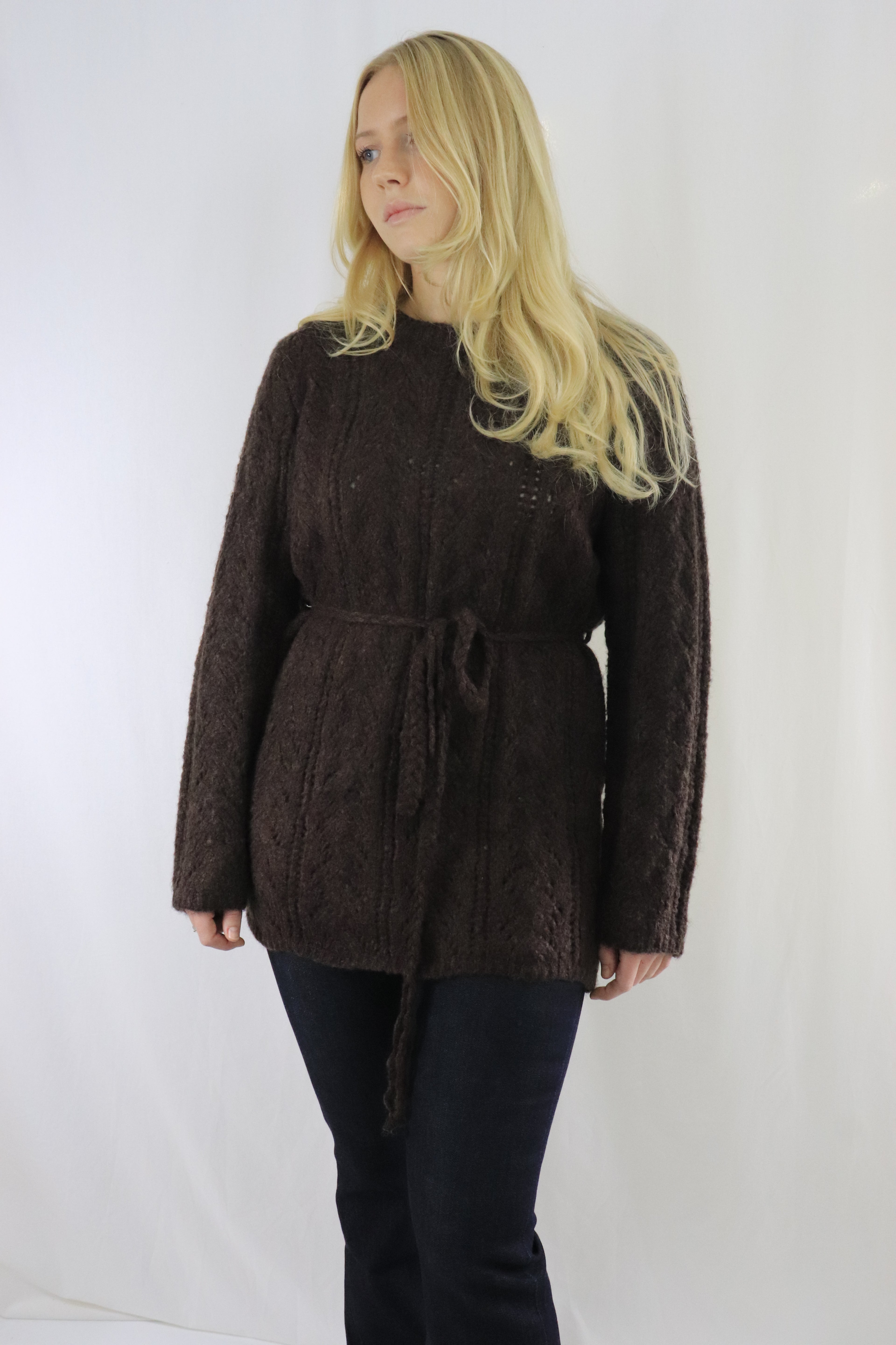 Tie waist pullover - Brun
