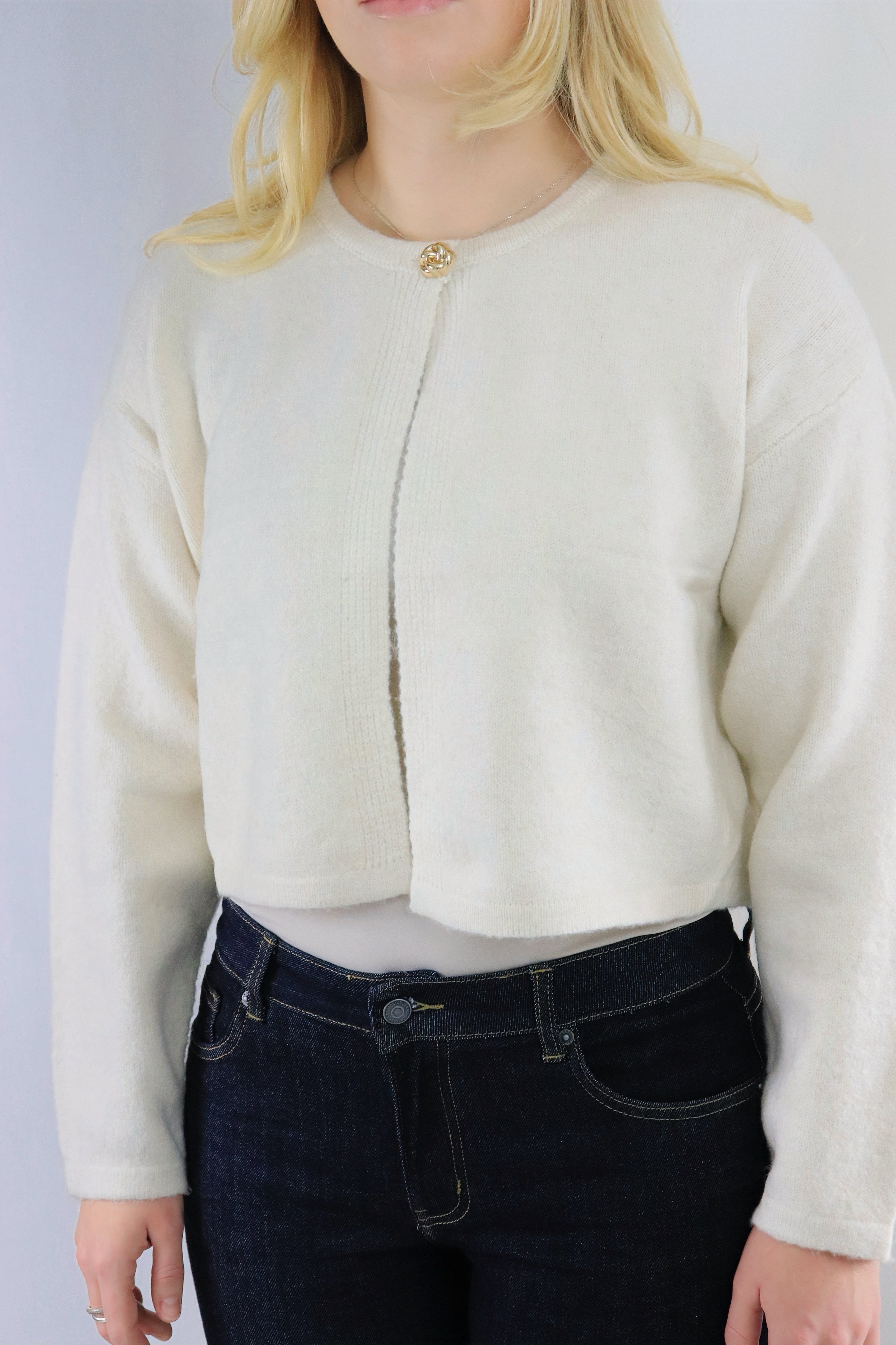 Gold button cardigan - Cream