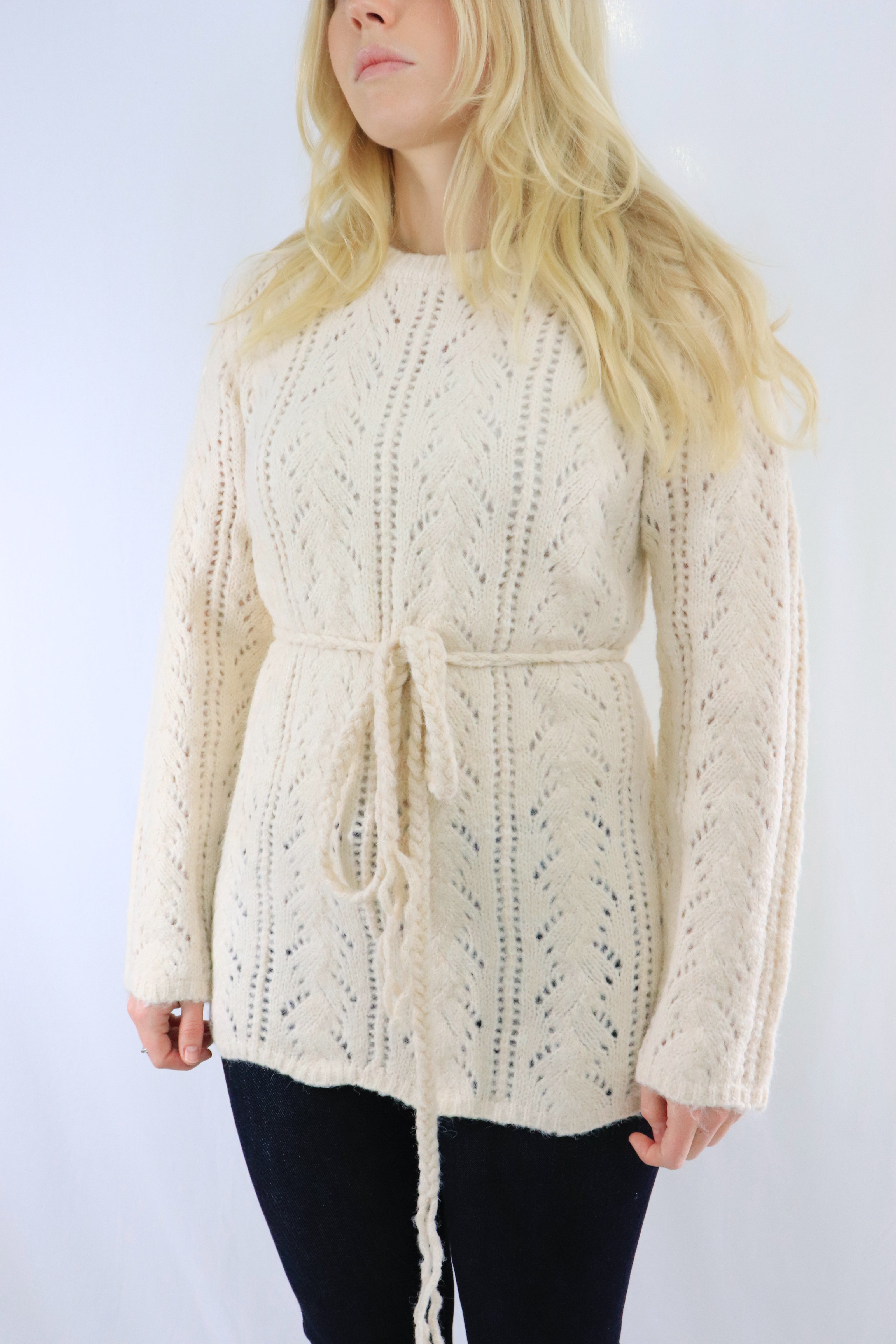 Tie waist pullover - Beige