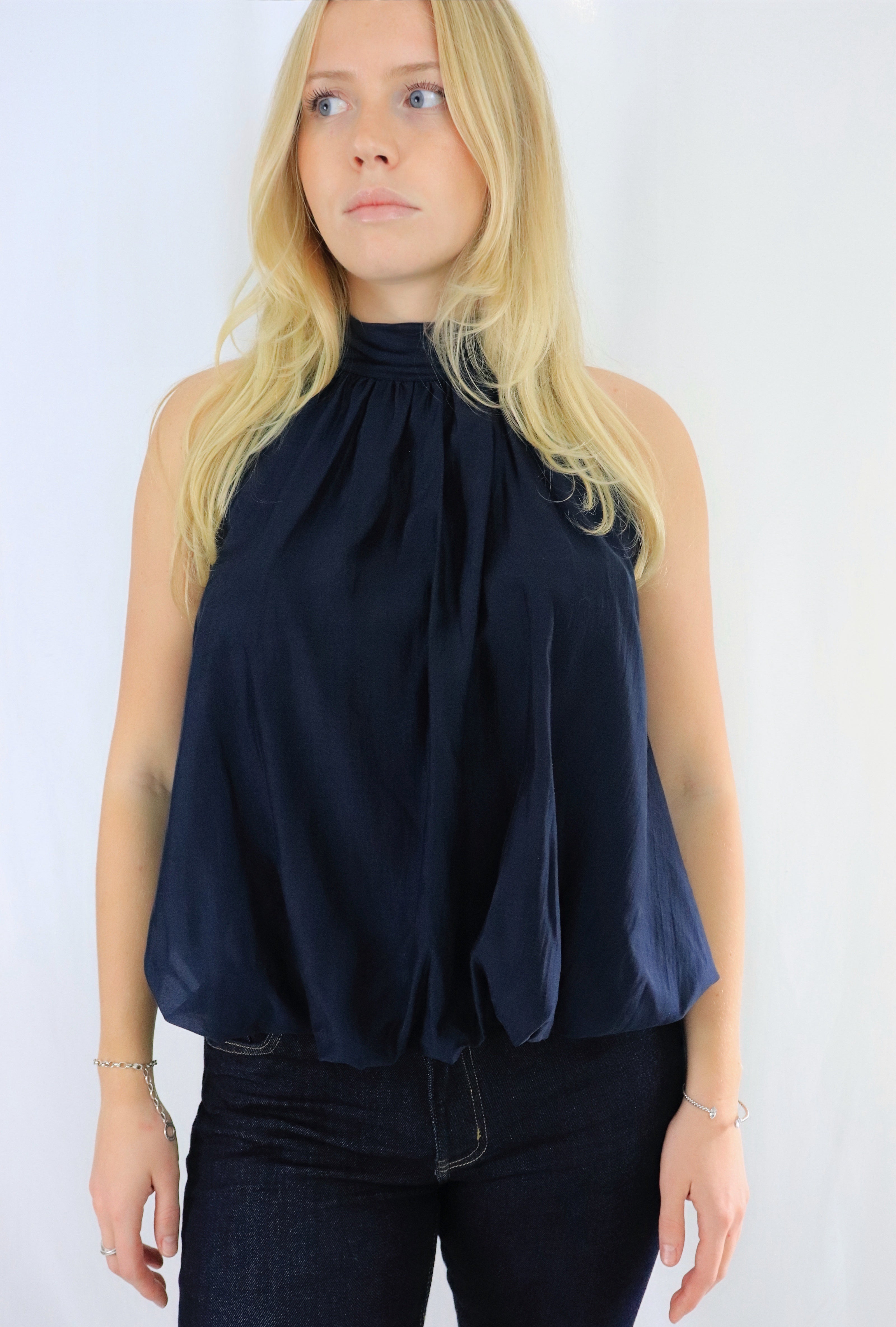 Topp med knytband - Navy