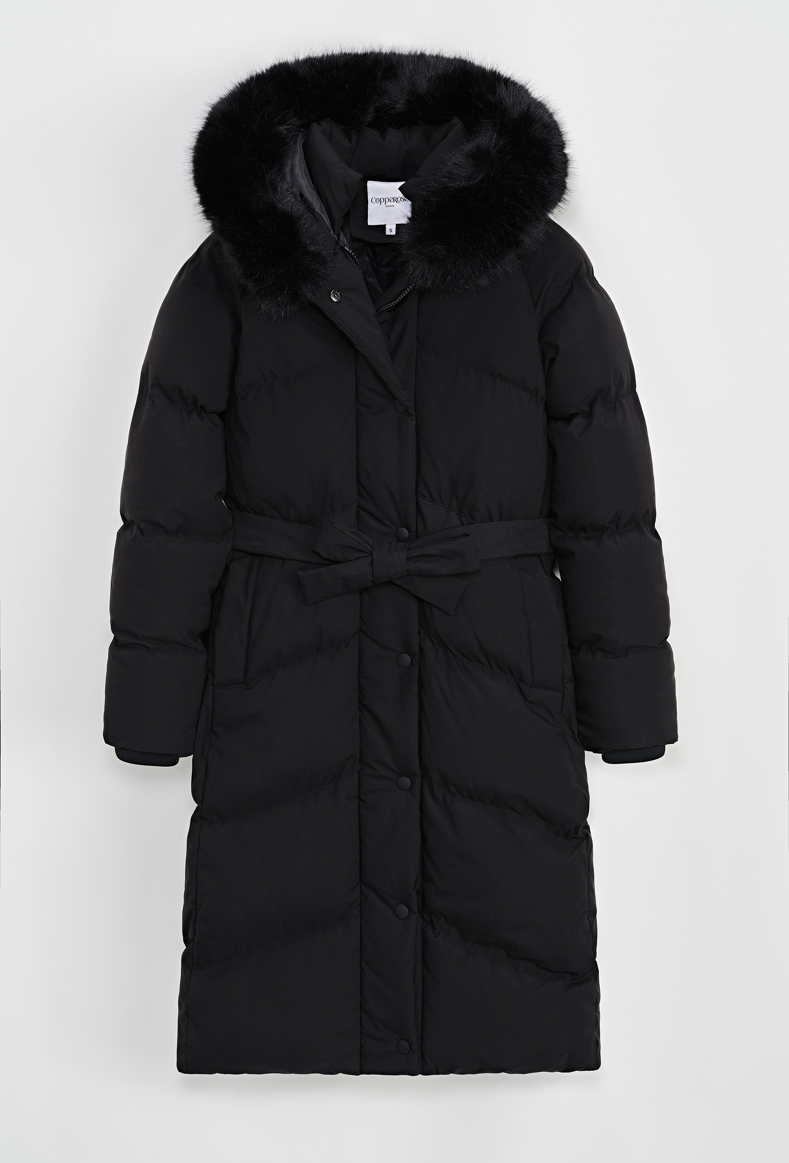 Belted puffer coat