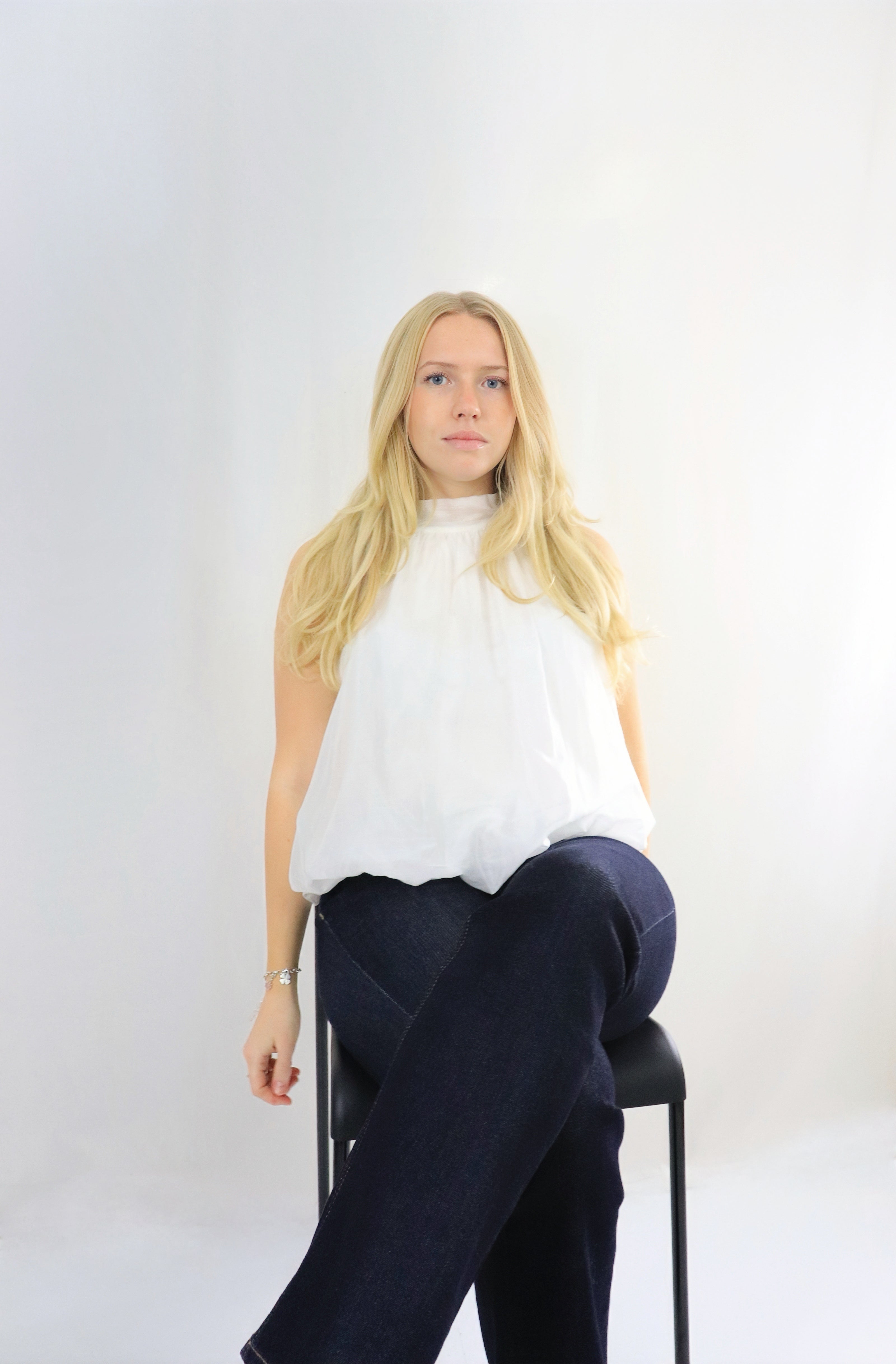 Topp med knytband - Vit