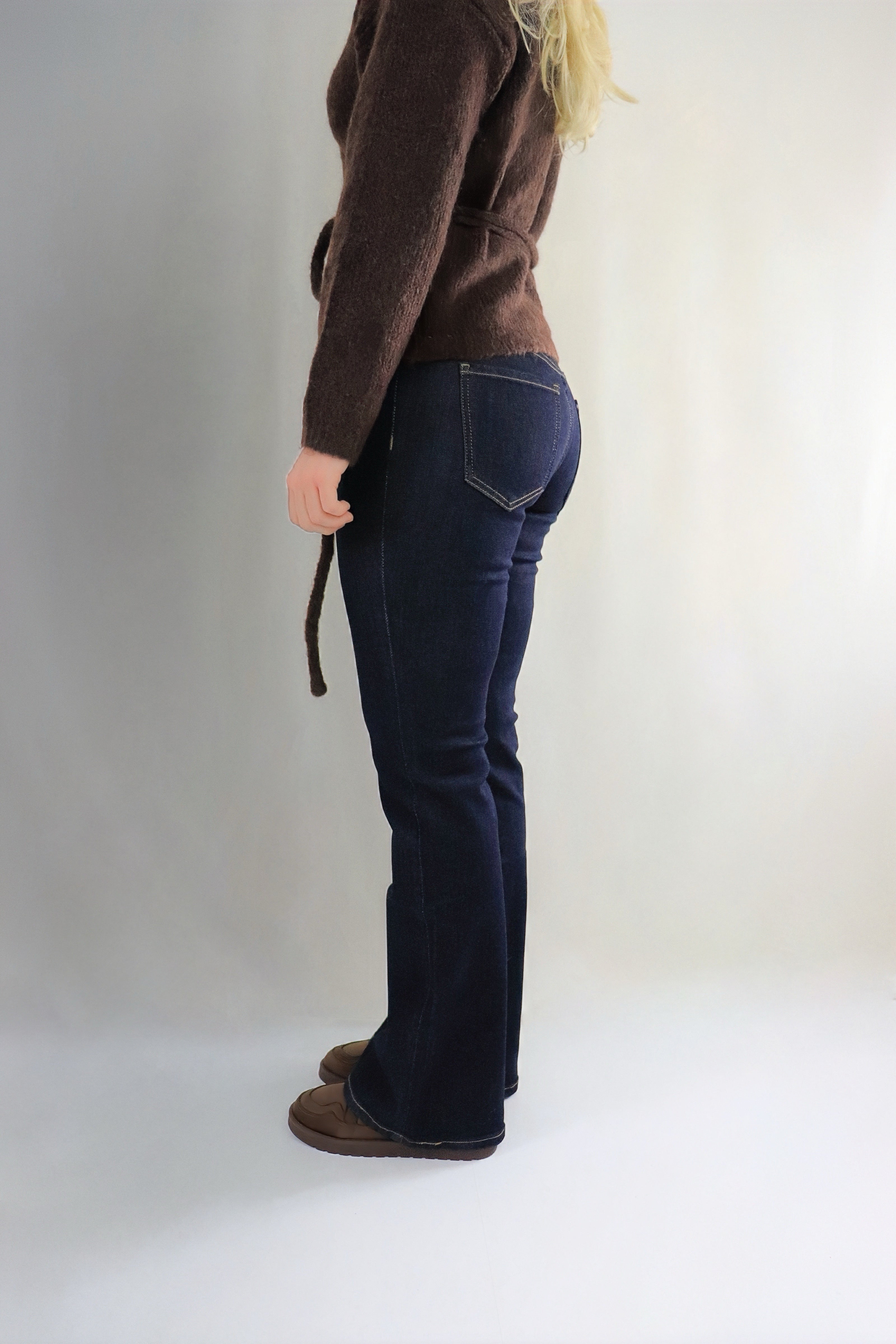 Mid waist bootcut jeans - Mörk denim