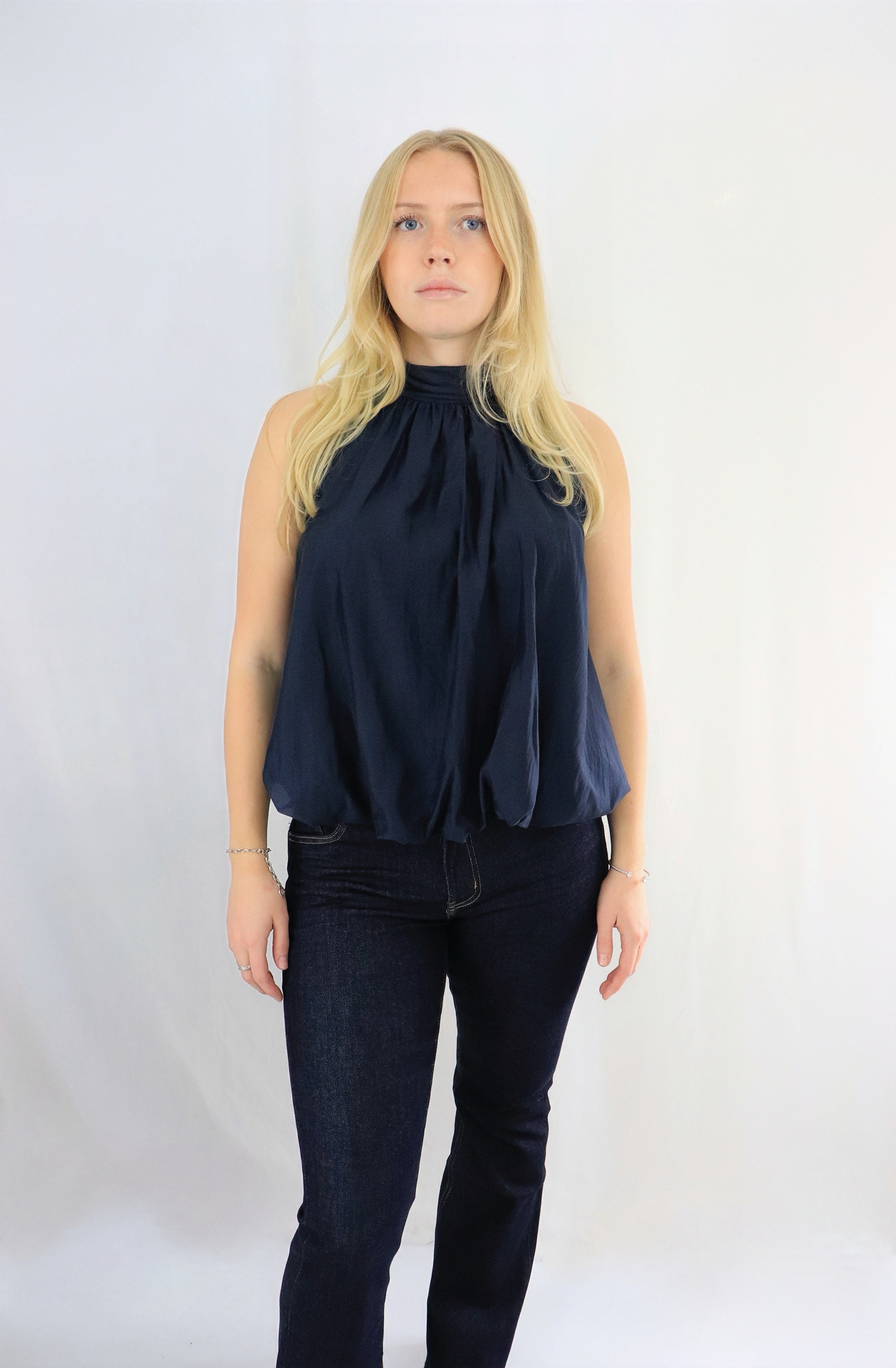 Topp med knytband - Navy