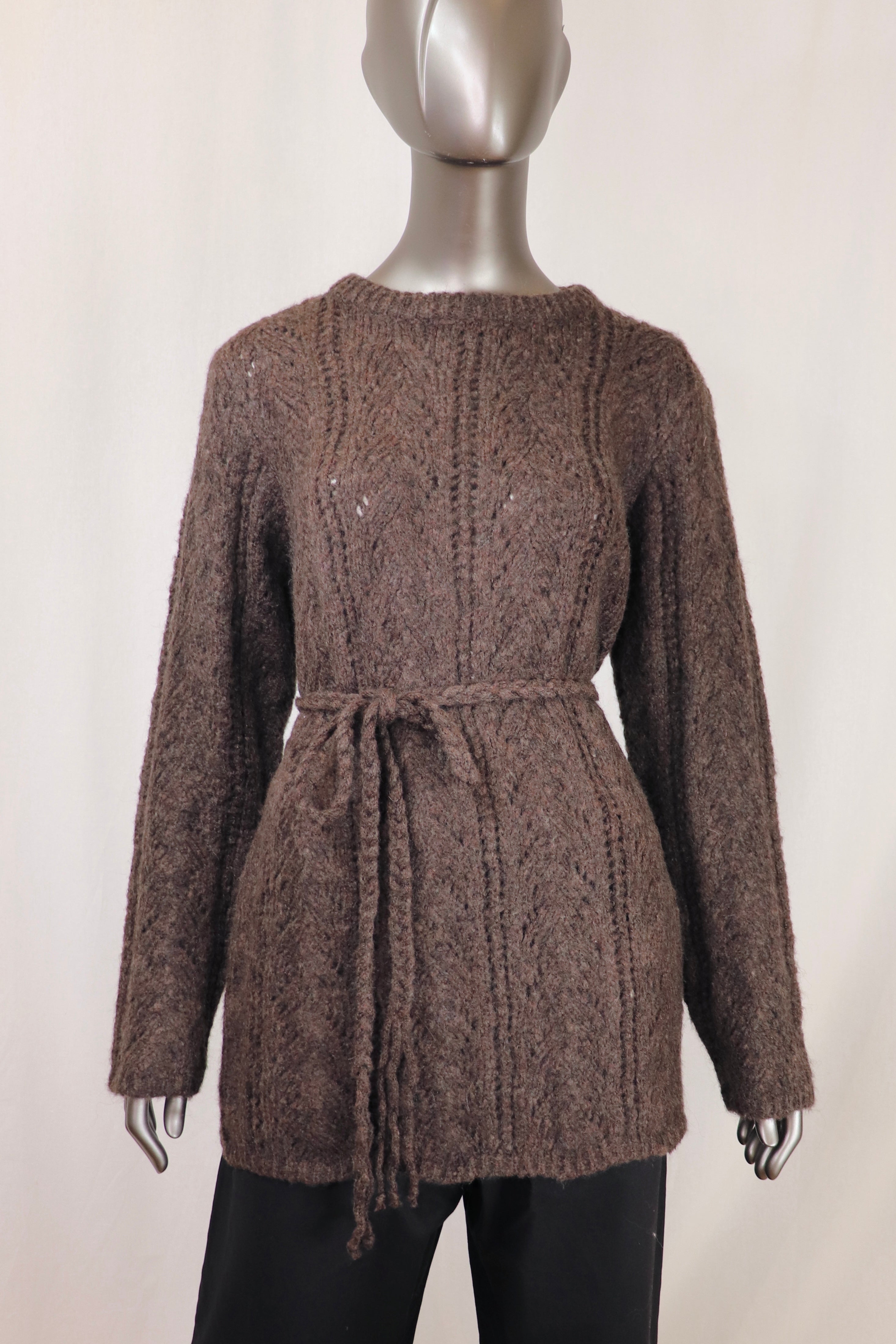 Tie waist pullover - Brun