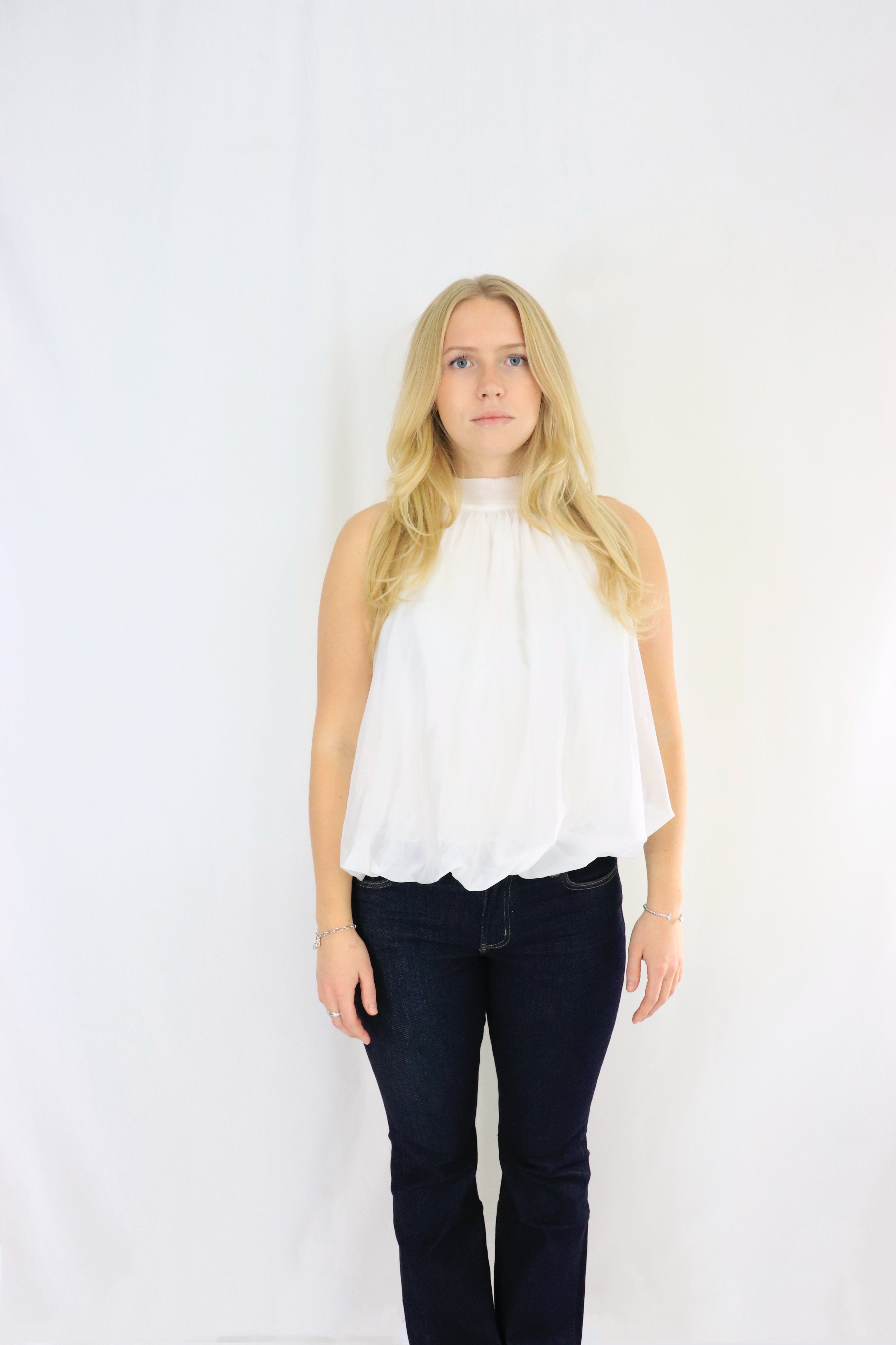 Topp med knytband - Vit