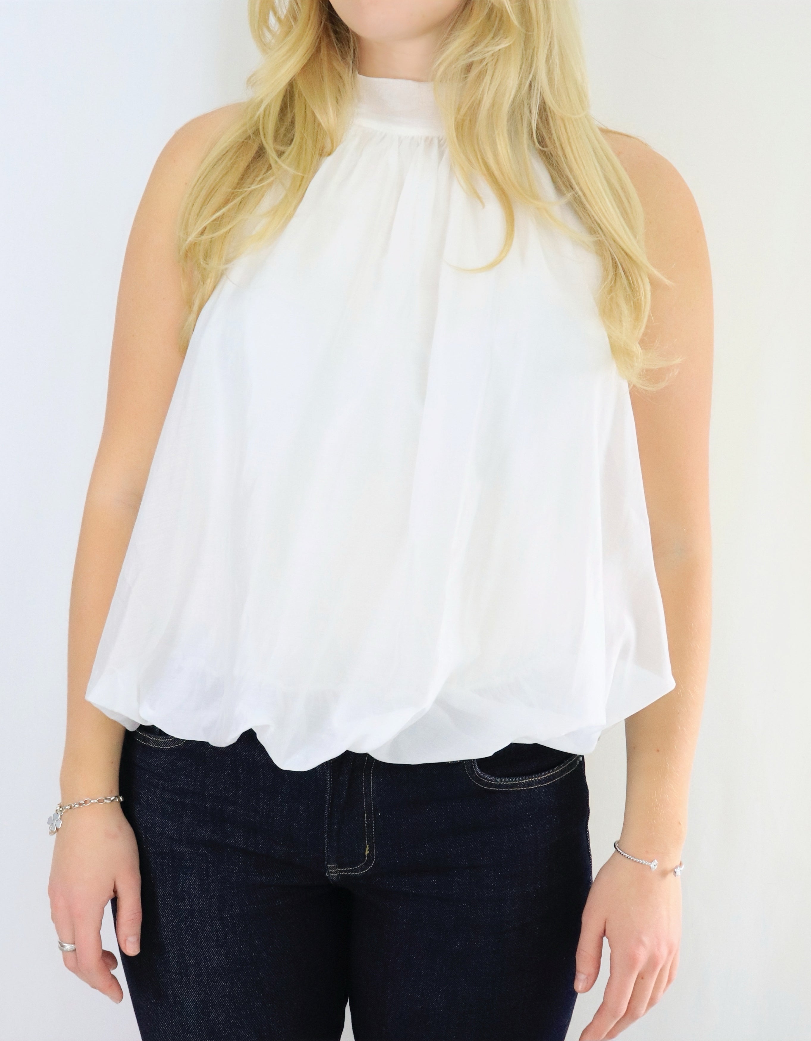 Topp med knytband - Vit