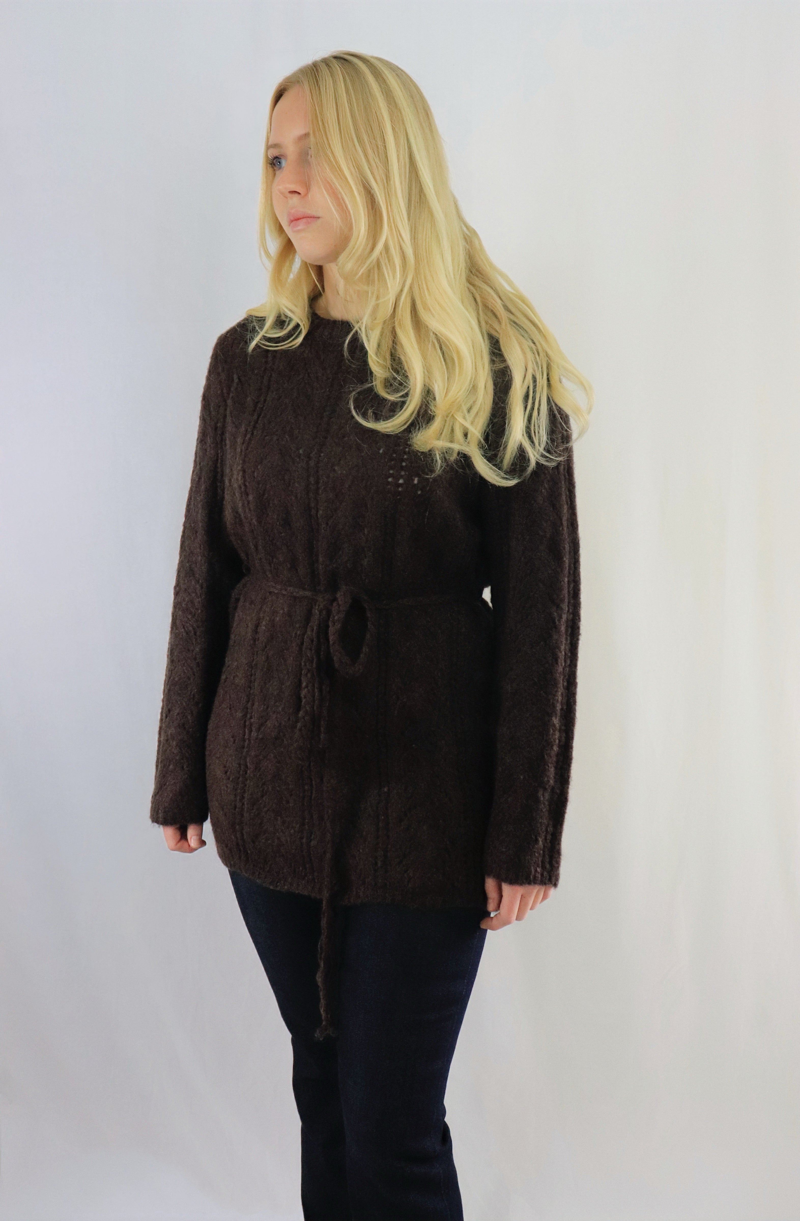 Tie waist pullover - Brun