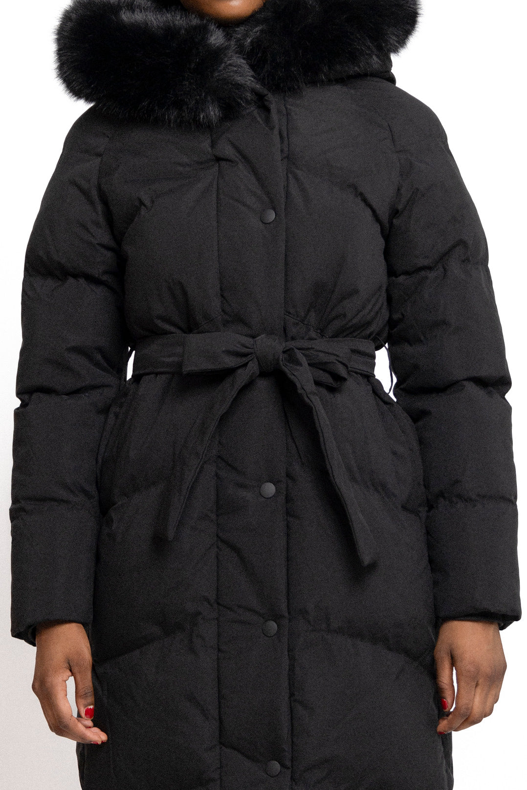 Belted puffer coat