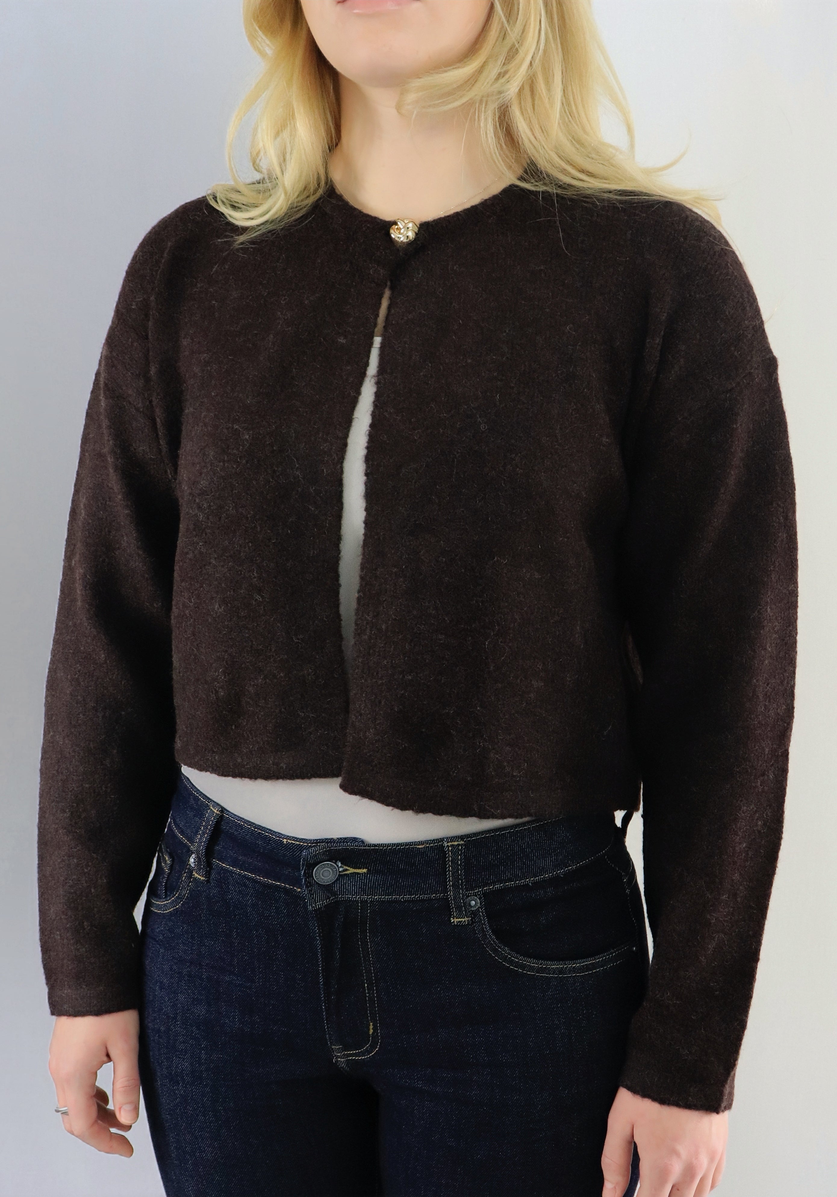 Gold button cardigan - Brun