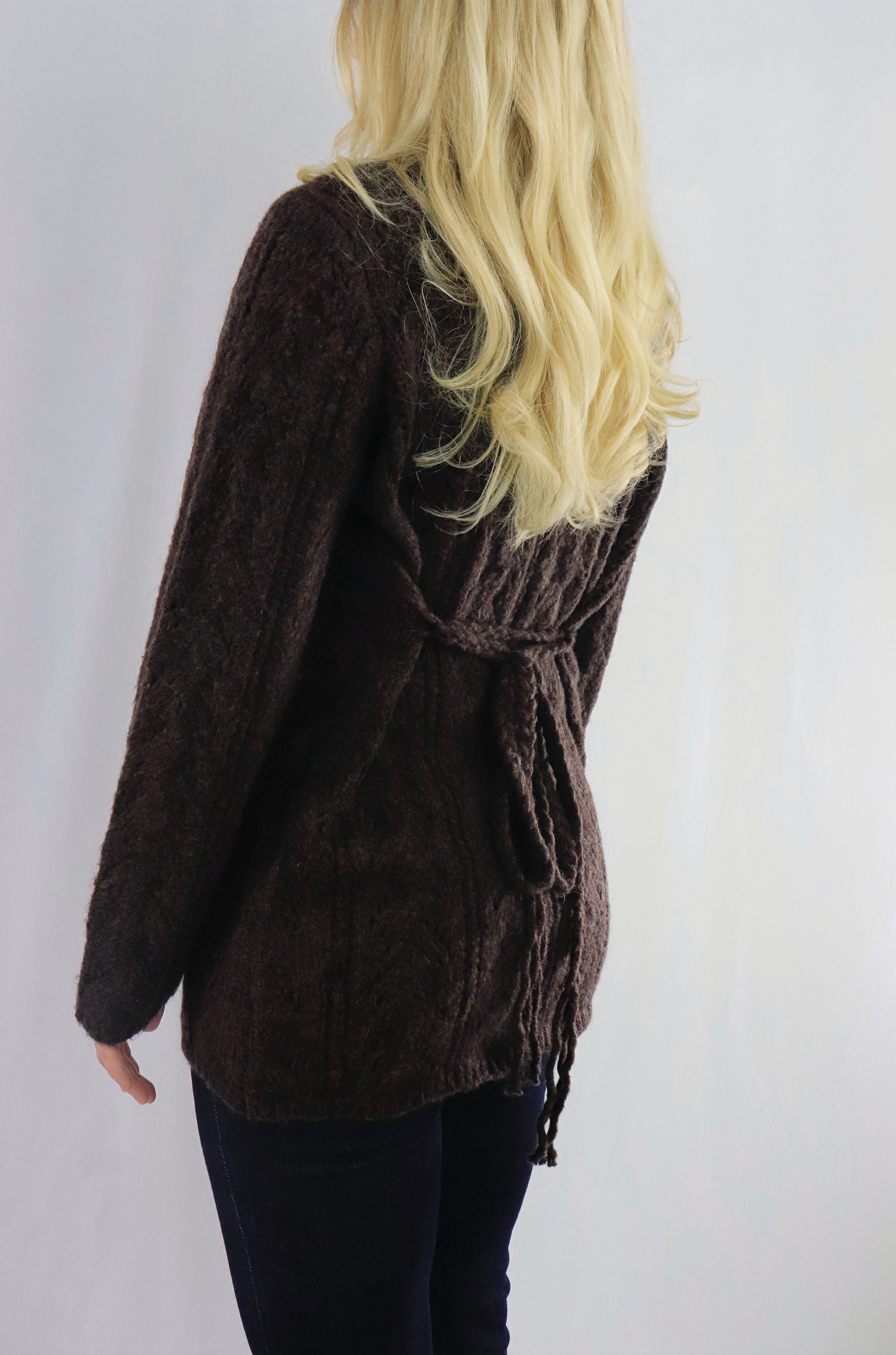 Tie waist pullover - Brun