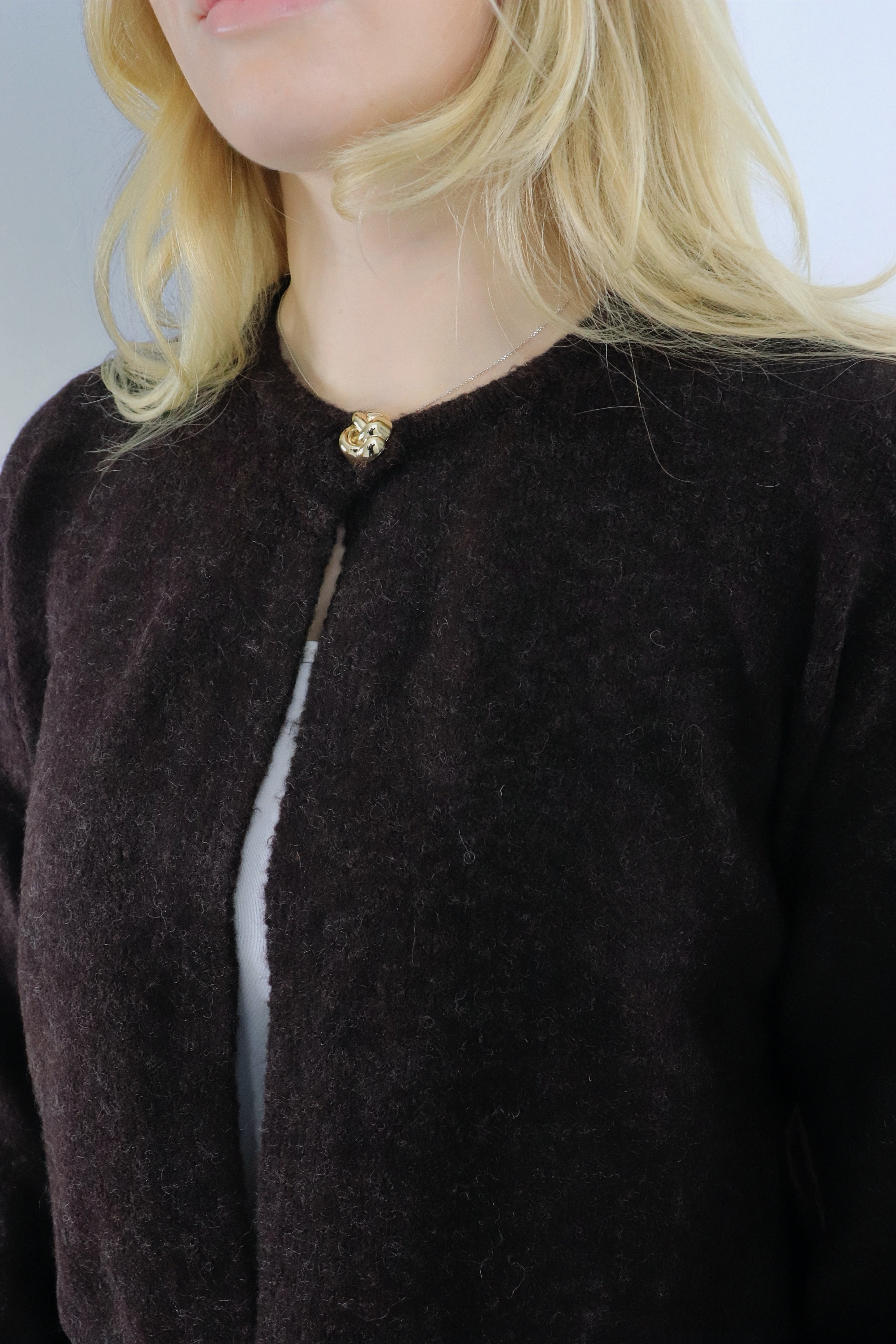 Gold button cardigan - Brun