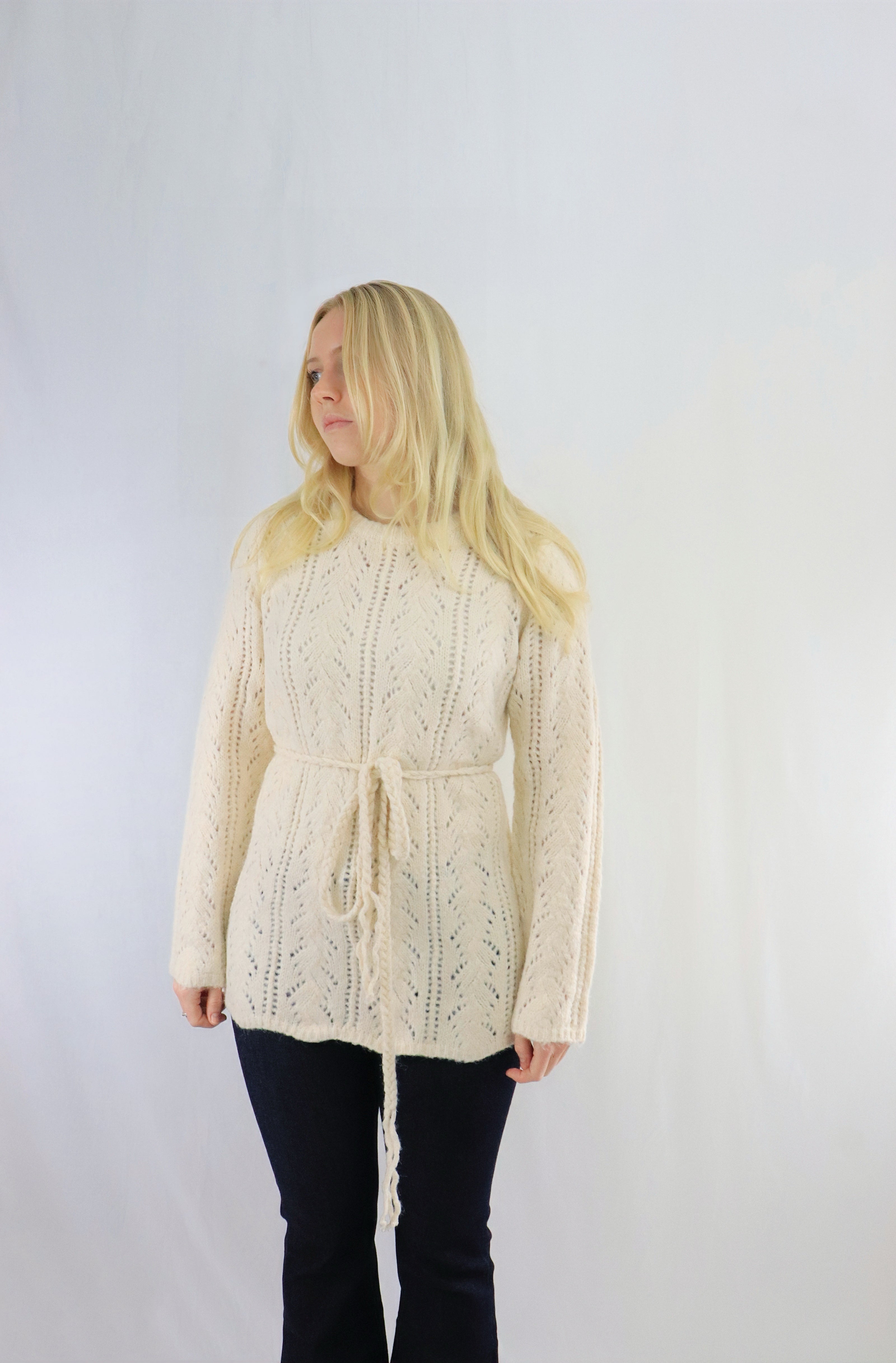 Tie waist pullover - Beige