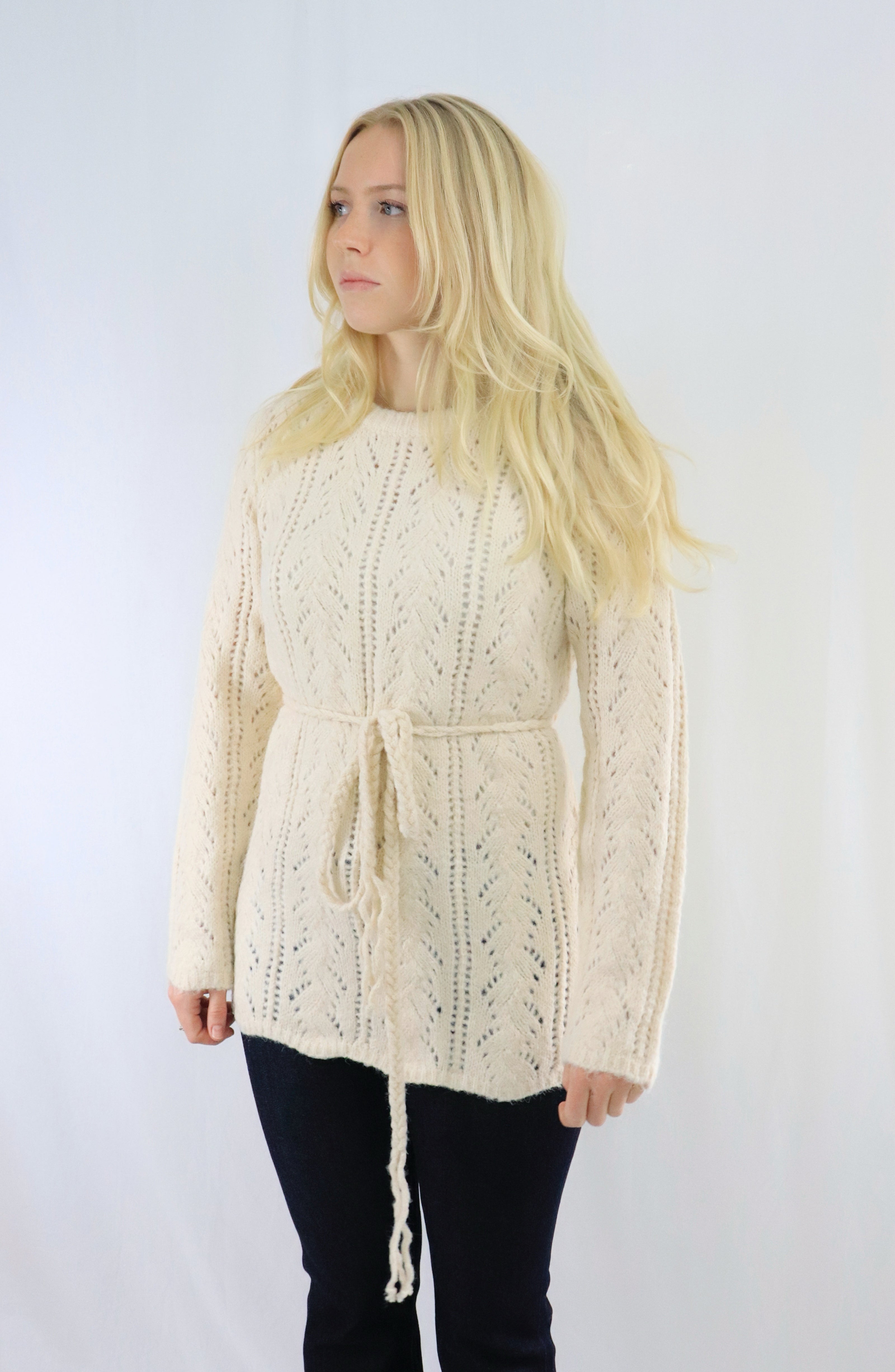Tie waist pullover - Beige
