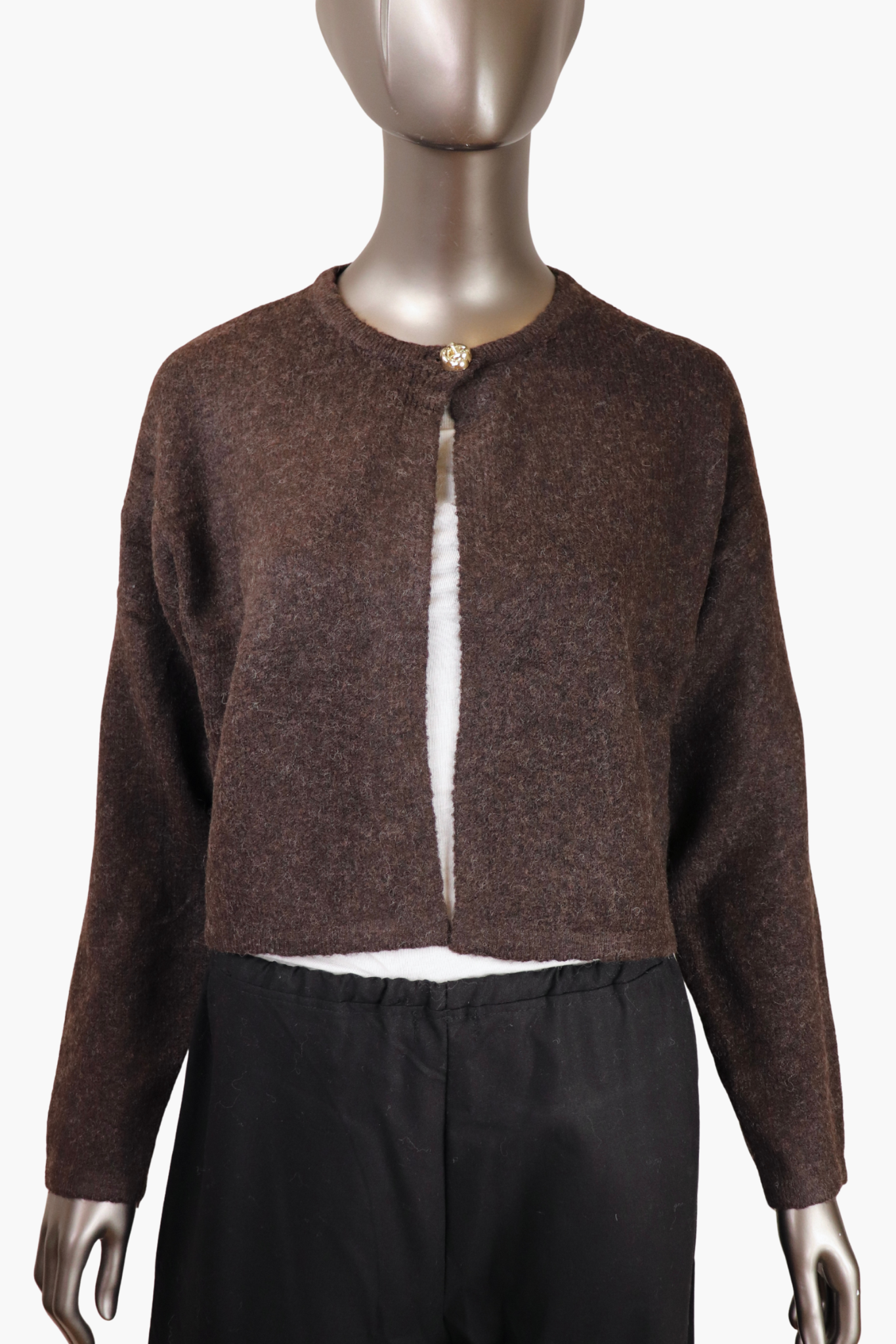 Gold button cardigan - Brun