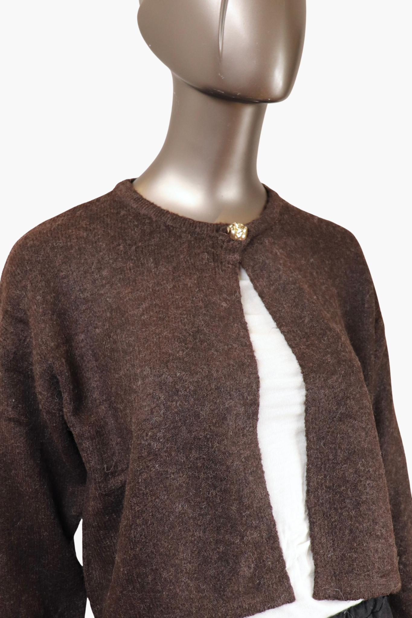 Gold button cardigan - Brun