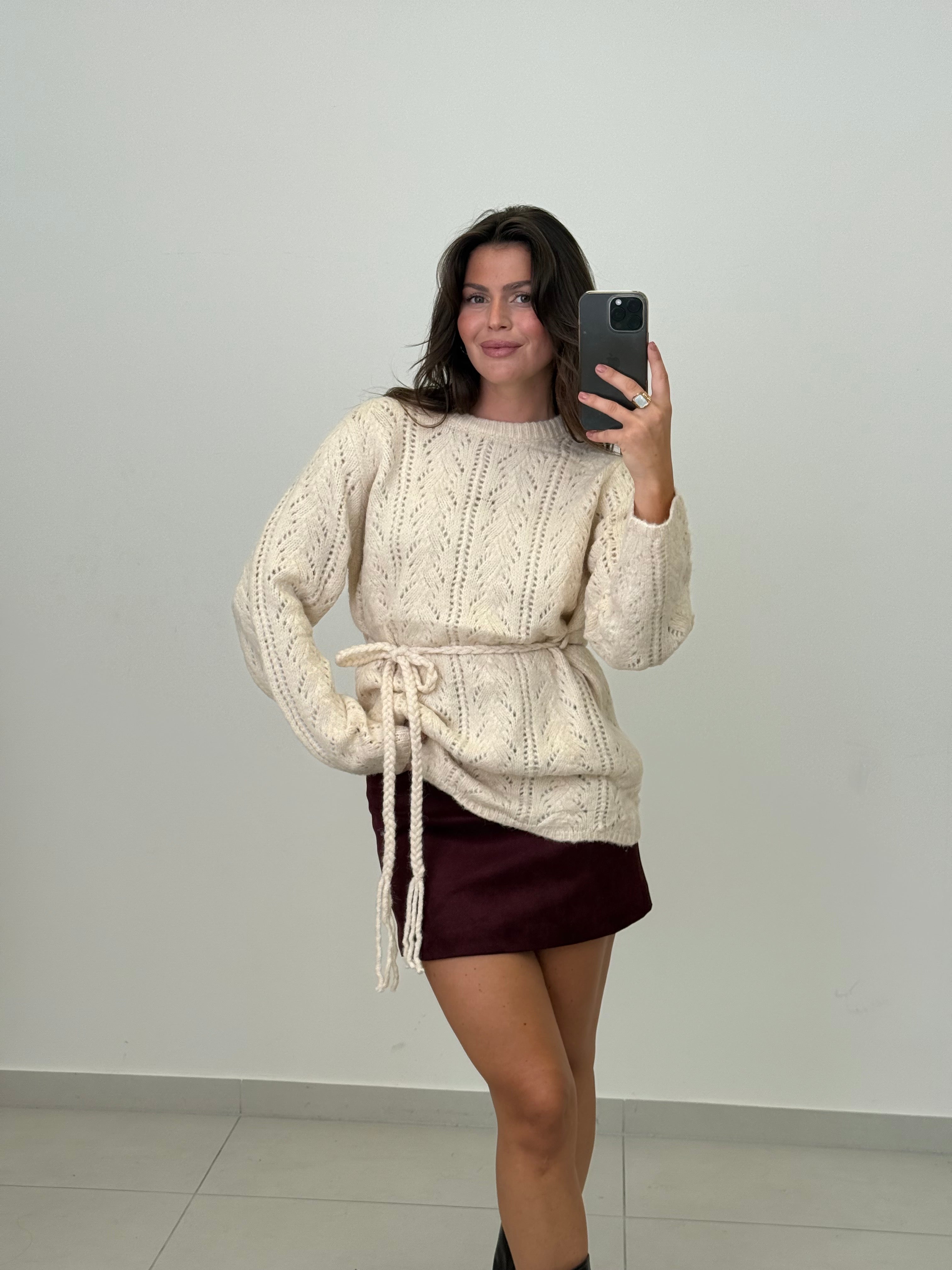 Tie waist pullover - Beige