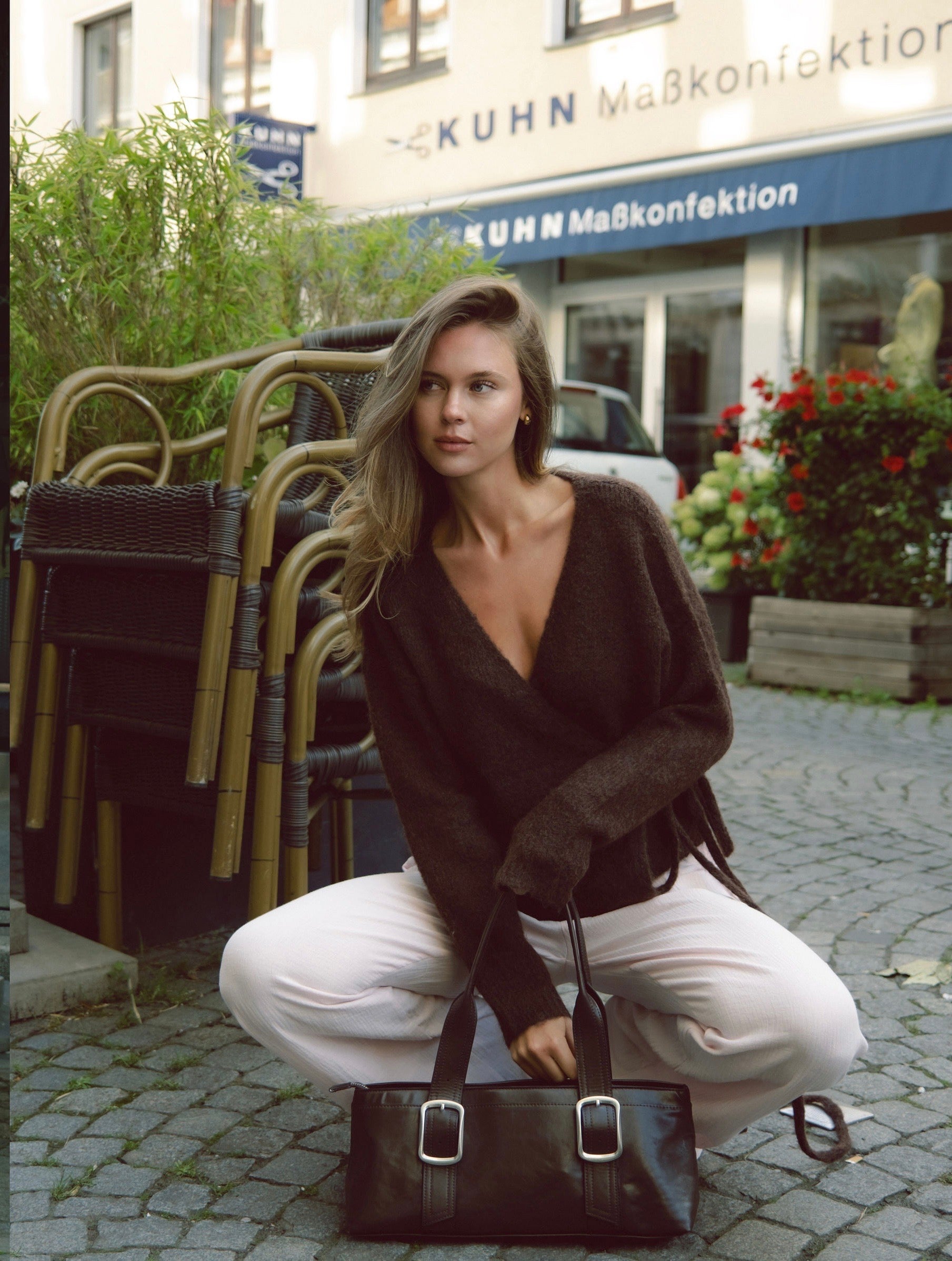 Wrap cardigan - Brun