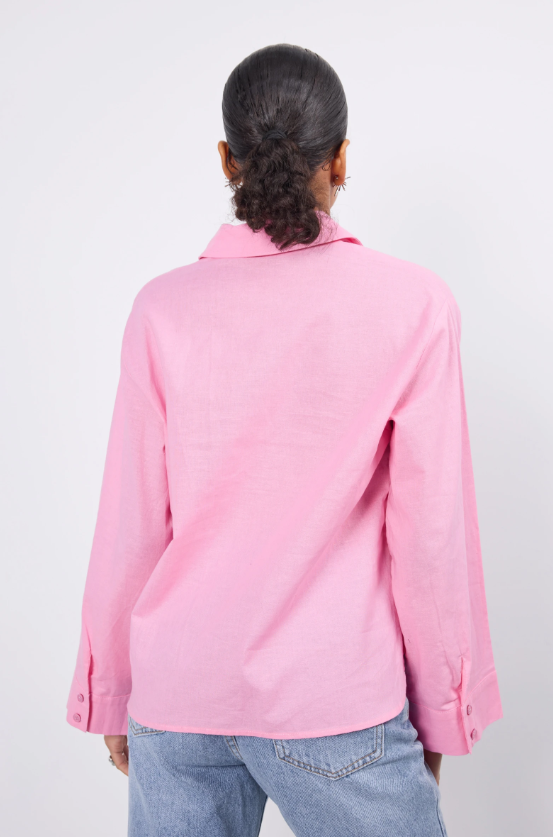 Skjorta i linnemix - Rosa