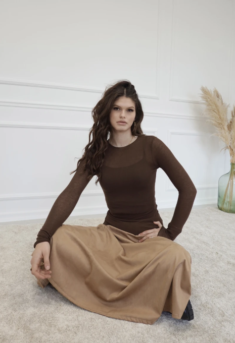 Featherlight Cashmere Blend Top - Brun