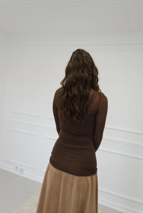 Featherlight Cashmere Blend Top - Brun